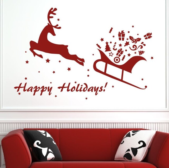 Holiday Deer Decal Wall Decals For Walls Christmas Stickers Stick On Wall Art Decalisland - Christmasdeer - image 1