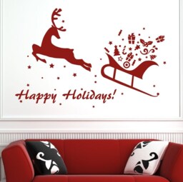 Holiday Deer Decal Wall Decals For Walls Christmas Stickers Stick On Wall Art Decalisland - Christmasdeer - thumbnail 1
