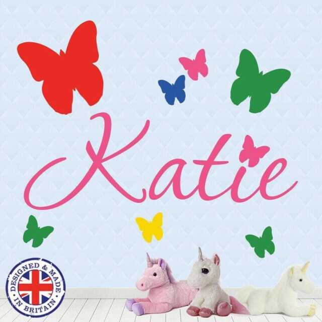 Personalised Name Butterfly Wall Art Custom Girls Bedroom Vinyl Kids Sticker - image 1