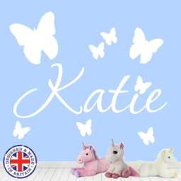 Personalised Name Butterfly Wall Art Custom Girls Bedroom Vinyl Kids Sticker - thumbnail 4