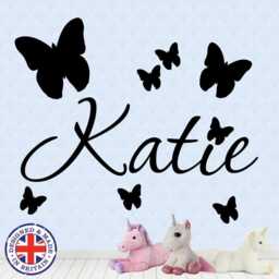 Personalised Name Butterfly Wall Art Custom Girls Bedroom Vinyl Kids Sticker - thumbnail 2