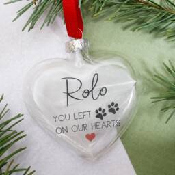 Pet Loss Christmas Decoration - Memory Feather Bauble Feathers Gift Paw Prints On Hearts Dog Cat - thumbnail 4