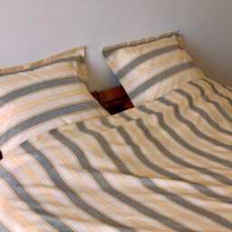 Laviene - Striped Duvet Set Off-White, Black & Yellow Unbleached Ranforce 100% Cotton - thumbnail 2