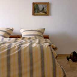 Laviene - Striped Duvet Set Off-White, Black & Yellow Unbleached Ranforce 100% Cotton - thumbnail 3