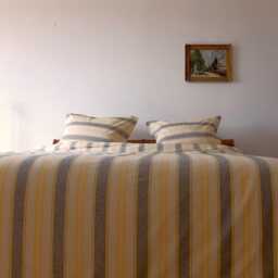 Laviene - Striped Duvet Set Off-White, Black & Yellow Unbleached Ranforce 100% Cotton - thumbnail 4
