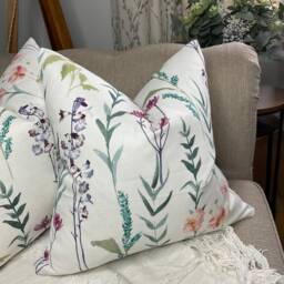 Floral Cushion Cover, Pillow Sham, John Lewis & Partners Fabric Longstock Multicoloured - White , Cotton Linen High Quality, Handmade - thumbnail 4