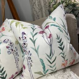 Floral Cushion Cover, Pillow Sham, John Lewis & Partners Fabric Longstock Multicoloured - White , Cotton Linen High Quality, Handmade - thumbnail 2