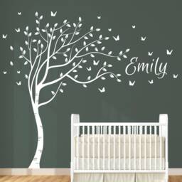 Enchanting Tree Custom Name Wall Decal - Whimsical Nursery Peel Stick Vinyl Art - thumbnail 2