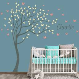 Enchanting Tree Custom Name Wall Decal - Whimsical Nursery Peel Stick Vinyl Art - thumbnail 3