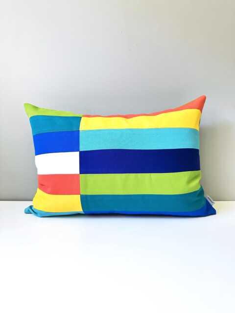 "Colorful Outdoor Sunbrella?? Pillow Cover in Modern Color Block, Colourful Cushions For Patio Seating, 14""x20" - image 1