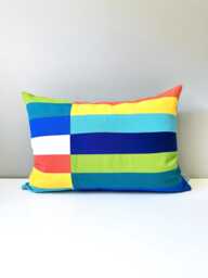 "Colorful Outdoor Sunbrella?? Pillow Cover in Modern Color Block, Colourful Cushions For Patio Seating, 14""x20" - thumbnail 1