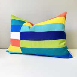 "Colorful Outdoor Sunbrella?? Pillow Cover in Modern Color Block, Colourful Cushions For Patio Seating, 14""x20" - thumbnail 2