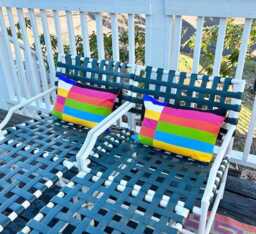 "Colorful Outdoor Sunbrella?? Pillow Cover in Modern Color Block, Colourful Cushions For Patio Seating, 14""x20" - thumbnail 4