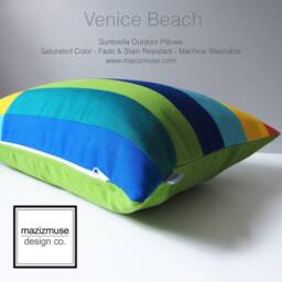 "Colorful Outdoor Sunbrella?? Pillow Cover in Modern Color Block, Colourful Cushions For Patio Seating, 14""x20" - thumbnail 3