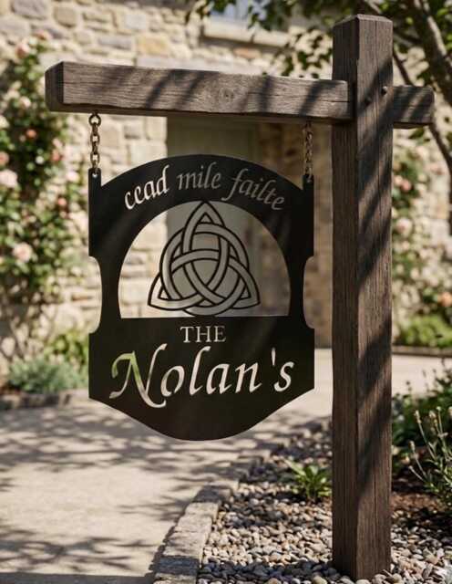 Celtic Knot Sign Personalized Family Name Plaque Heritage Home Irish Address Metal Custom Wall Art Wedding Established Date Steel - image 1