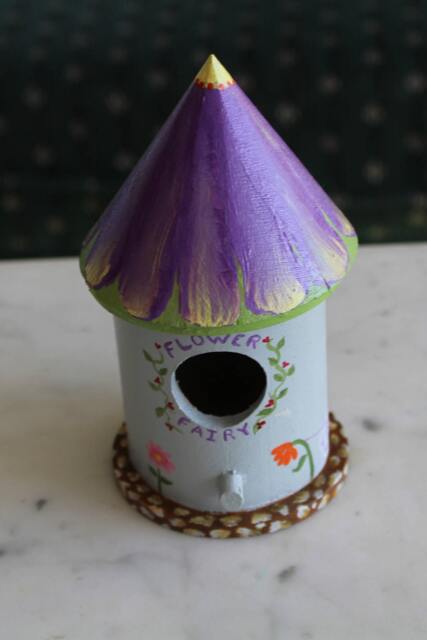 Fairy House , Flower Home Decor Accent Piece Gift Party Favor Miniature Bird Knick Knack Plant - image 1