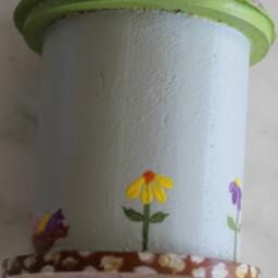 Fairy House , Flower Home Decor Accent Piece Gift Party Favor Miniature Bird Knick Knack Plant - thumbnail 3