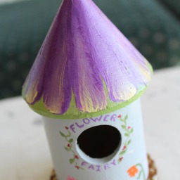 Fairy House , Flower Home Decor Accent Piece Gift Party Favor Miniature Bird Knick Knack Plant - thumbnail 2