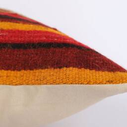 Vintage Turkish Kilim Pillow Cover Handwoven Wool Throw - 16x16 - thumbnail 3