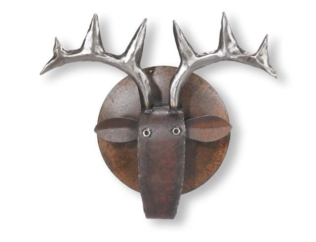 Reclaimed Metal Deer Head Wall Sculpture Earthy 3D Animal Art - image 1