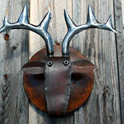 Reclaimed Metal Deer Head Wall Sculpture Earthy 3D Animal Art - thumbnail 3