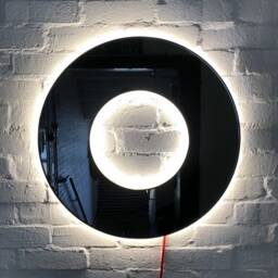 Donut Round Black Tinted Contemporary Bespoke Mirror With Back Illumination & Frame - thumbnail 4