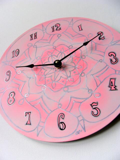 Pale Pink Clock - Geometric Pastel Mandala On Recycled Vinyl Record - image 1