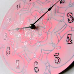 Pale Pink Clock - Geometric Pastel Mandala On Recycled Vinyl Record - thumbnail 3