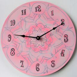 Pale Pink Clock - Geometric Pastel Mandala On Recycled Vinyl Record - thumbnail 2