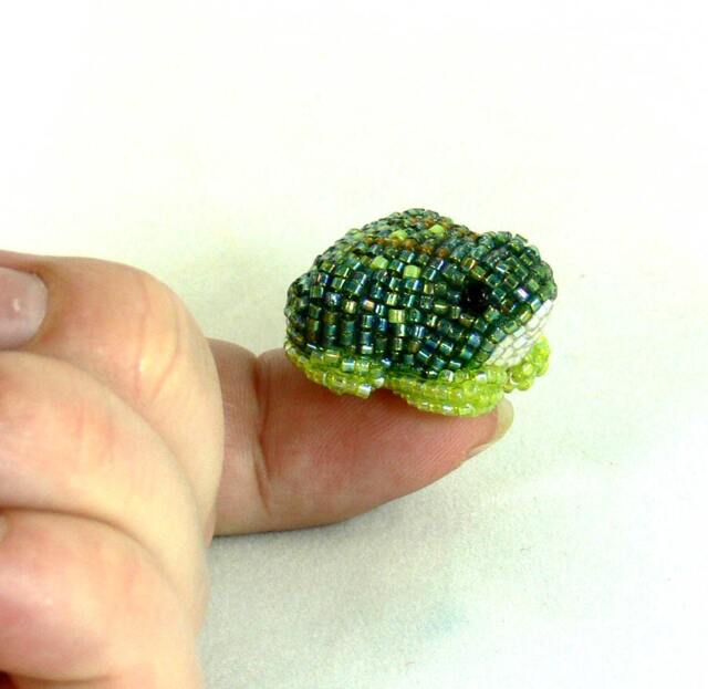 Frog Beaded Miniature Lucky Toad Figurine - image 1
