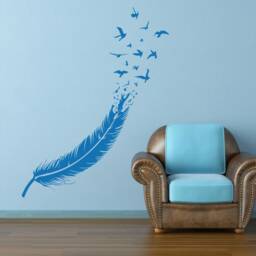 Bedroom Decor, Wall Art, Feather Decal, Art Feather, Peacock Living Room Nature Home Decor - 185 - thumbnail 3