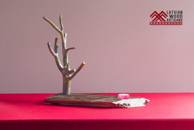 Handmade Wooden Jewelry Tree Stand Reclaimed Fir & Driftwood - image 1