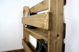 Wall Mounted Shoe Rack Solid Chunky Wood Antique Wooden Rustic Medium Oak