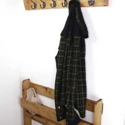 Wall Mounted Shoe Rack Solid Chunky Wood Antique Wooden Rustic Medium Oak - thumbnail 4