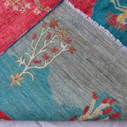 7x10 Ft Collectors Piece Tree Rug, Afghan Kazak Hand Knotted Area Red Luxury New Rug, Medallion Geometric Carpet - thumbnail 4