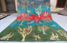 7x10 Ft Collectors Piece Tree Rug, Afghan Kazak Hand Knotted Area Red Luxury New Rug, Medallion Geometric Carpet