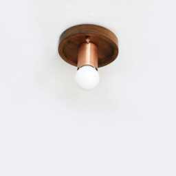 Copper & Walnut Wall Sconce, Minimalist Light Fixture, Small Utility Lighting - thumbnail 3