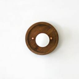 Copper & Walnut Wall Sconce, Minimalist Light Fixture, Small Utility Lighting - thumbnail 2