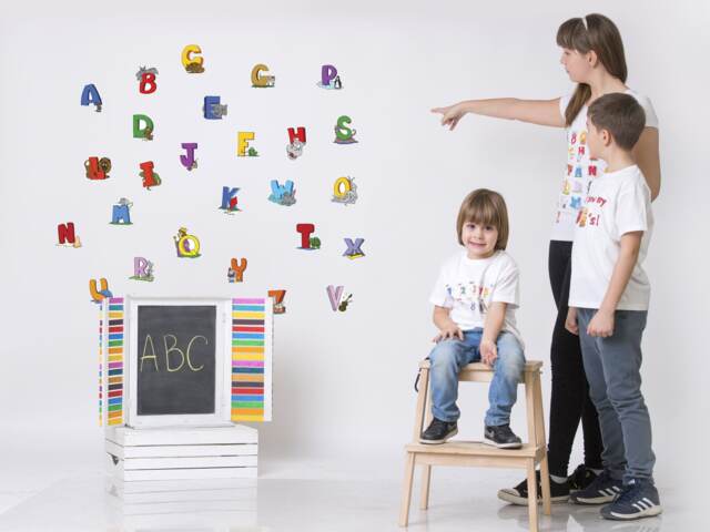 Alphabet Wall Decals, A-Z Cartoon Animals Letters, Kids Room Decor - image 1