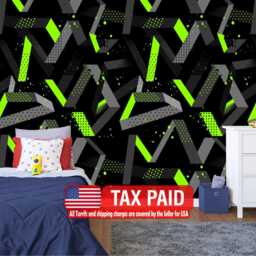 Gaming Kids Room Wallpaper Mural, Geometric Art Print, Peel & Stick Wall Decal - thumbnail 1