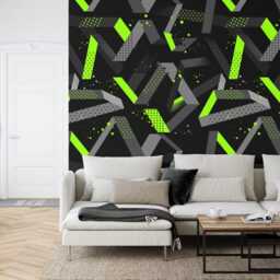Gaming Kids Room Wallpaper Mural, Geometric Art Print, Peel & Stick Wall Decal - thumbnail 2