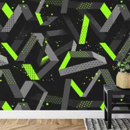 Gaming Kids Room Wallpaper Mural, Geometric Art Print, Peel & Stick Wall Decal - thumbnail 3