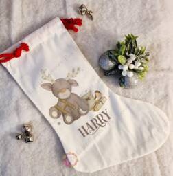 Christmas Stocking, Child's Santa Xmas Decoration, Personalised Custom