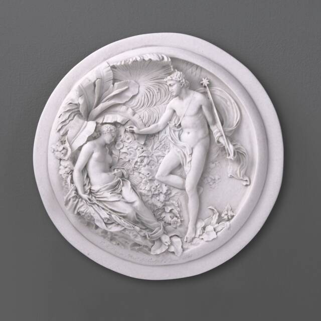 Oberon & Titania Bas-Relief - Fairy Wall Marble Relief Shakespeare's Mythical Fairies Sculpture Plaque 19 cm - 7.5 - image 1