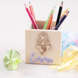 Personalized Wooden Pencil Cup Mermaid, Holder, Mermaid - thumbnail 3