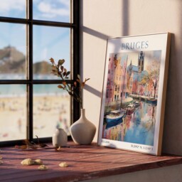 Bruges City Travel Print, Belgium Poster Wall Art, Decor, Art - thumbnail 3