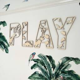 Dinosaur Name Sign - Wooden Dino Letters- Personalised Custom Decor Theme Bedroom Wall Art - thumbnail 3