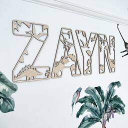 Dinosaur Name Sign - Wooden Dino Letters- Personalised Custom Decor Theme Bedroom Wall Art - thumbnail 2