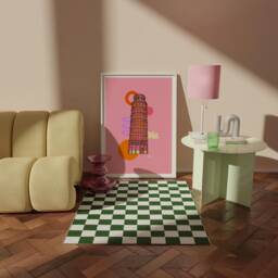 Leaning Tower Of Pisa Art Print Bright Pink Italy Illustration - thumbnail 3