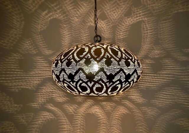 Moroccan Brass Pendant Light Hand-Pierced - 16 - image 1